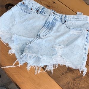 High waisted jean cut off shorts